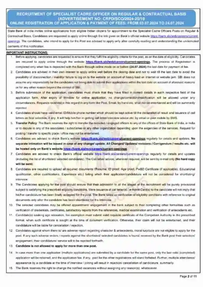 SBI New Vacancy 2024